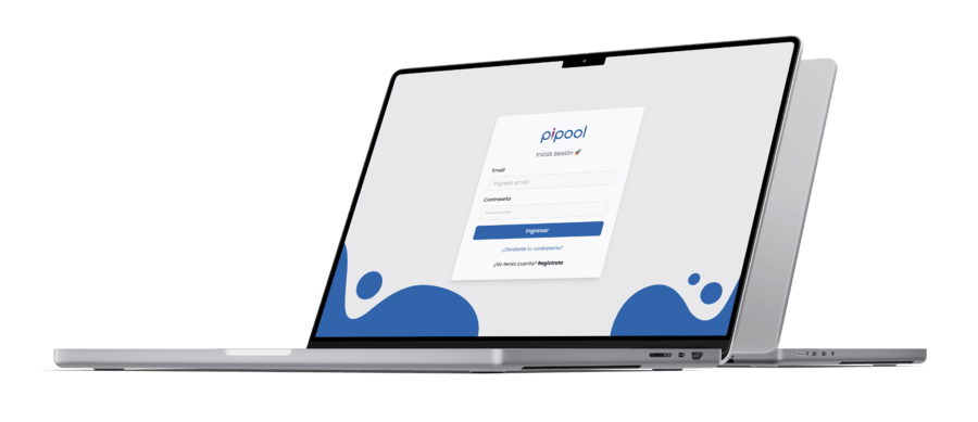 Mockup de computadora con la interfaz de inicio de sesión de Pipool