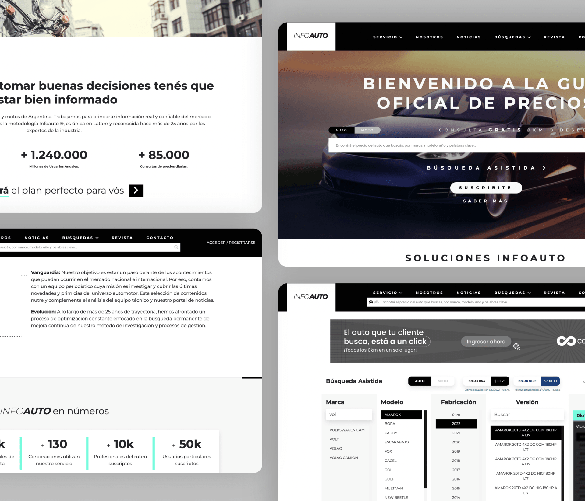 Mockup de la web y app infoauto empresa del rubro automovilistico